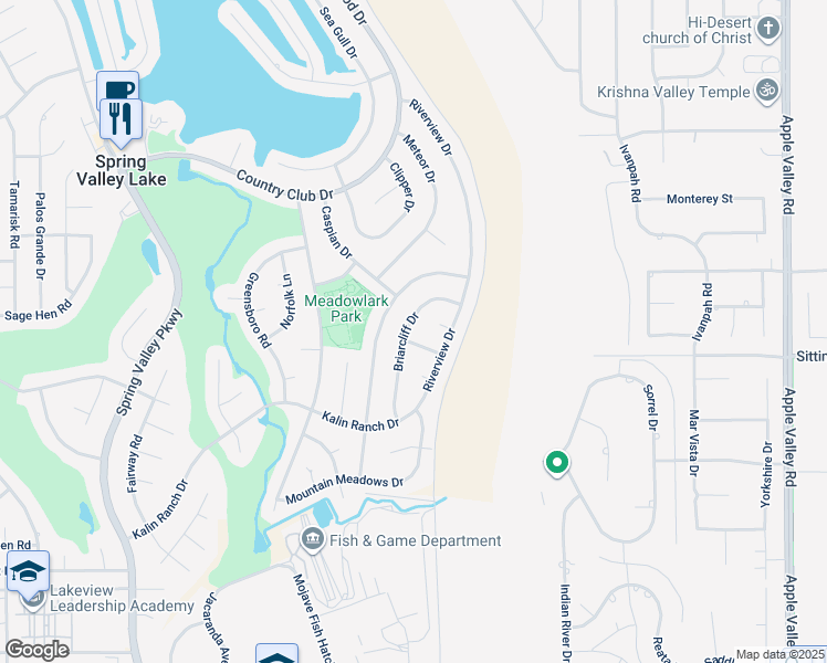 map of restaurants, bars, coffee shops, grocery stores, and more near 12935 Briarcliff Drive in Victorville