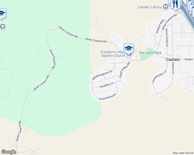 map of restaurants, bars, coffee shops, grocery stores, and more near 28734 Meadowgrass Drive in Castaic