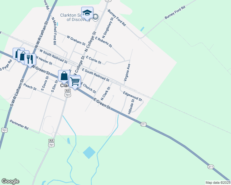map of restaurants, bars, coffee shops, grocery stores, and more near 6th Street in Bladenboro