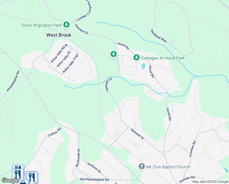 map of restaurants, bars, coffee shops, grocery stores, and more near 618 Gennett Drive in Jasper