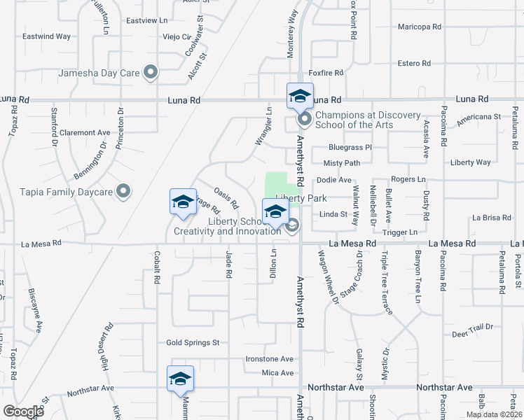 map of restaurants, bars, coffee shops, grocery stores, and more near 12967 Sundown Road in Victorville