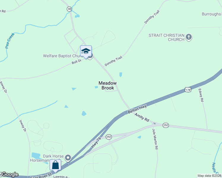 map of restaurants, bars, coffee shops, grocery stores, and more near 119 Meadow Acres in Belton