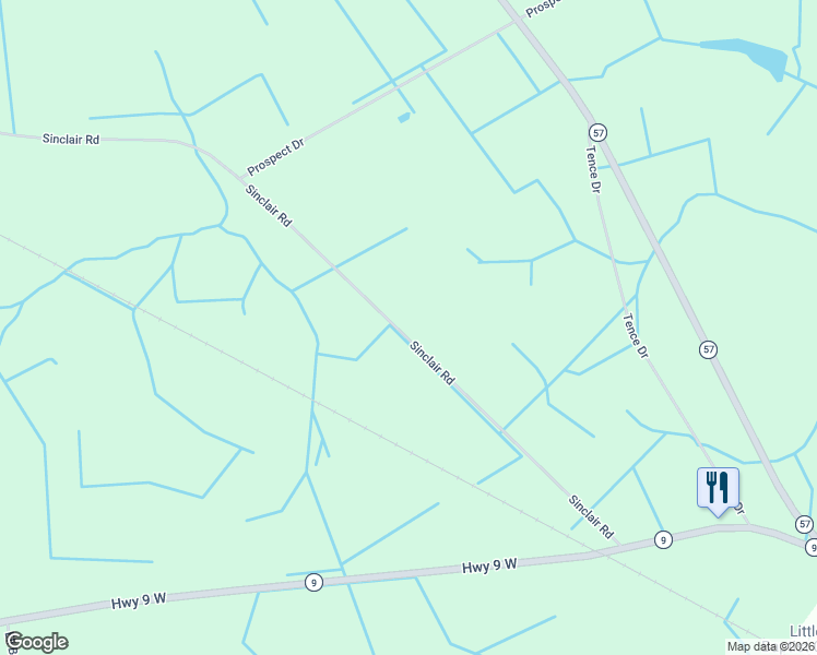 map of restaurants, bars, coffee shops, grocery stores, and more near 2964 Sinclair Road in Dillon