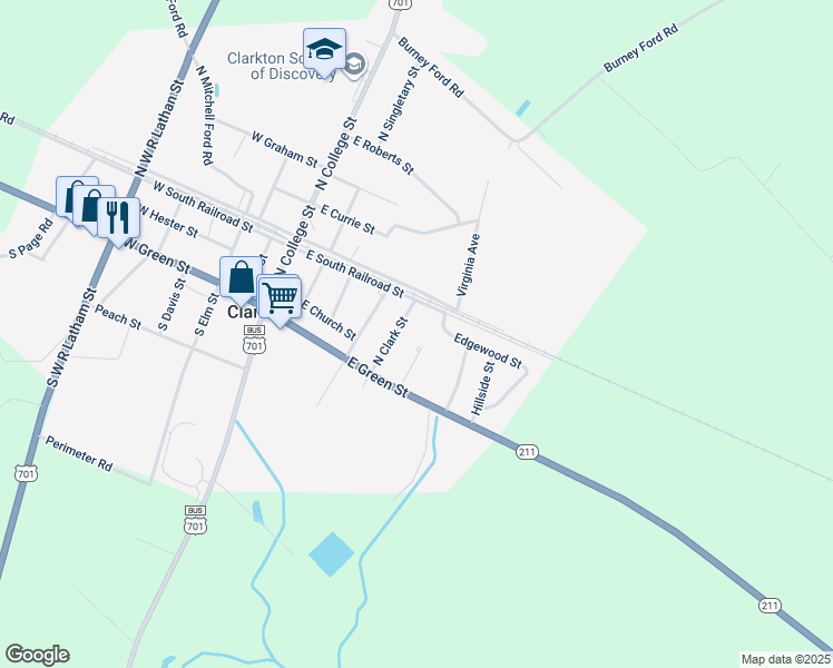 map of restaurants, bars, coffee shops, grocery stores, and more near 6th Street in Bladenboro
