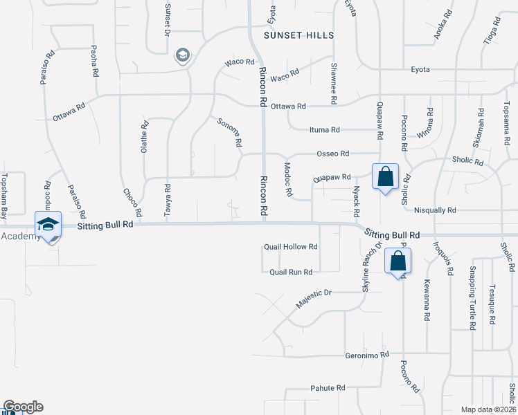 map of restaurants, bars, coffee shops, grocery stores, and more near 12944 Rincon Road in Apple Valley