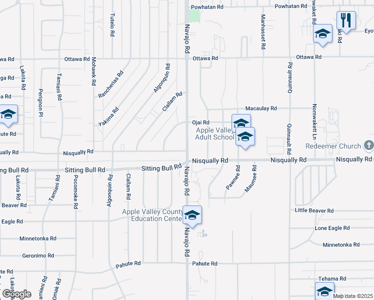map of restaurants, bars, coffee shops, grocery stores, and more near in Apple Valley