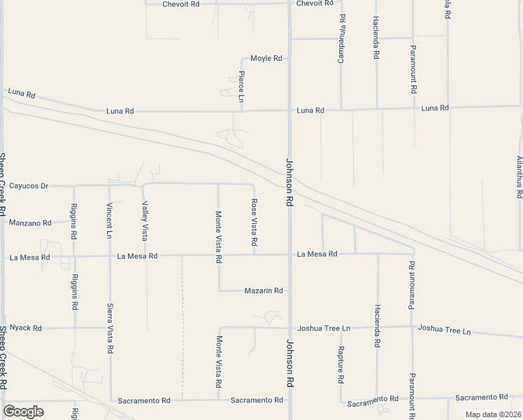map of restaurants, bars, coffee shops, grocery stores, and more near 13053 Rose Vista Road in Phelan