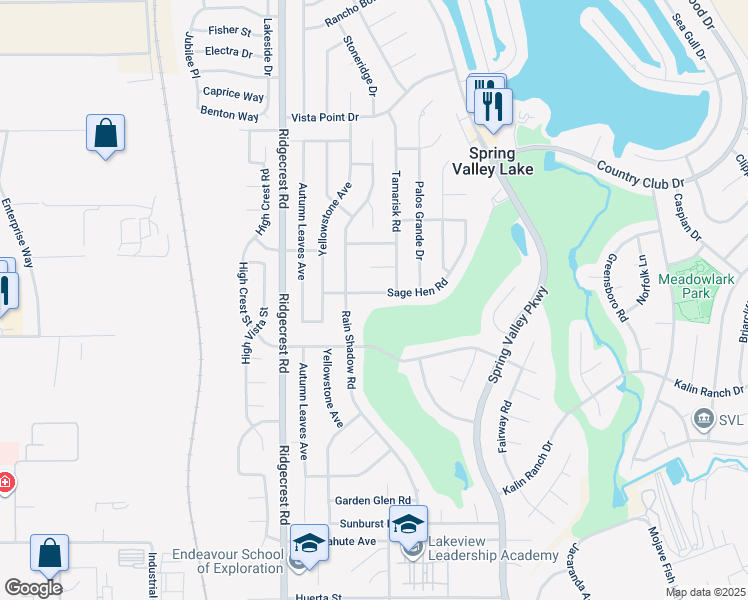 map of restaurants, bars, coffee shops, grocery stores, and more near 17875 Sage Hen Road in Victorville
