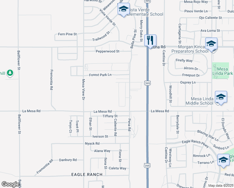 map of restaurants, bars, coffee shops, grocery stores, and more near 12952 Claremore Street in Victorville