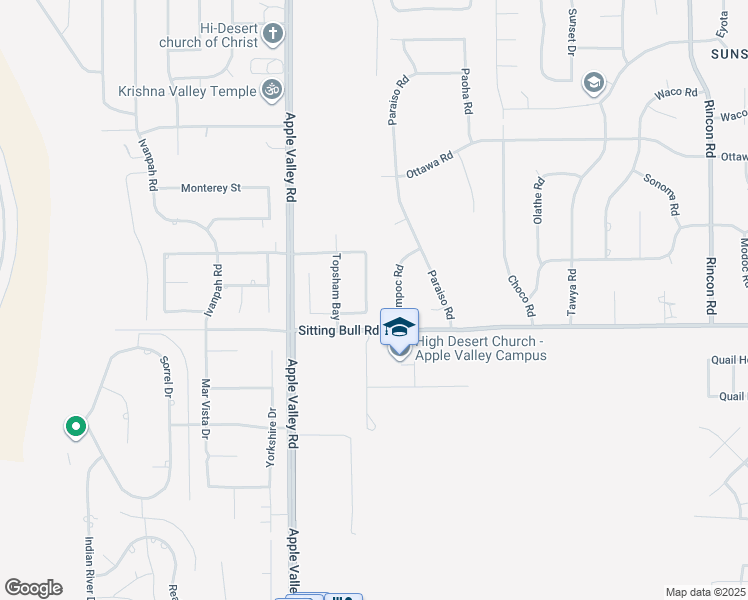 map of restaurants, bars, coffee shops, grocery stores, and more near 12925 Davona Dale Road in Apple Valley