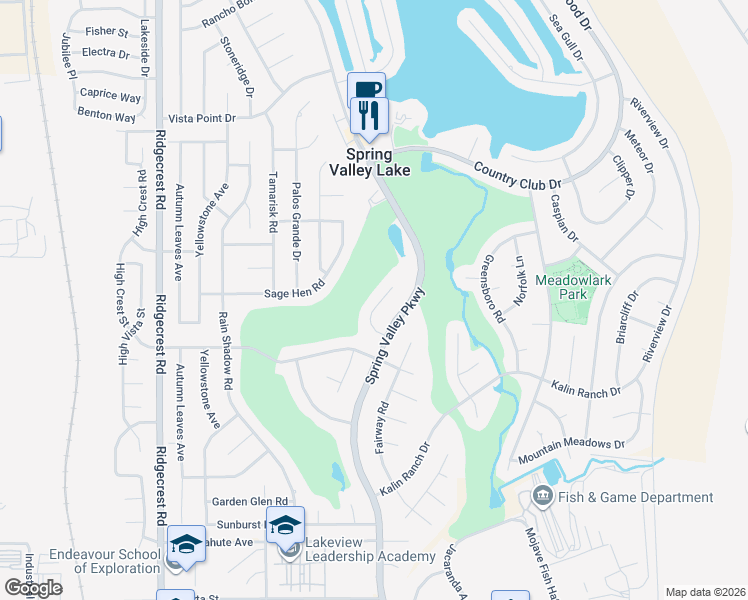 map of restaurants, bars, coffee shops, grocery stores, and more near 12960 Cedarbrook Lane in Victorville