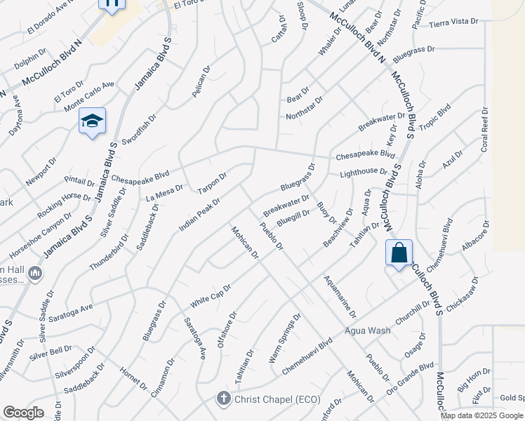 map of restaurants, bars, coffee shops, grocery stores, and more near 3610 Breakwater Dr in Lake Havasu City