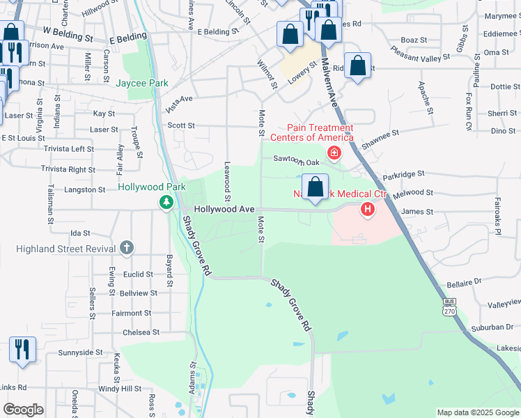 map of restaurants, bars, coffee shops, grocery stores, and more near in Hot Springs