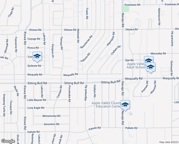 map of restaurants, bars, coffee shops, grocery stores, and more near 12907 Algonquin Road in Apple Valley