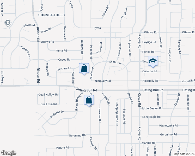 map of restaurants, bars, coffee shops, grocery stores, and more near 20587 Nisqually Road in Apple Valley