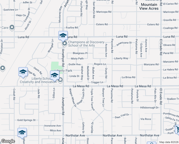 map of restaurants, bars, coffee shops, grocery stores, and more near 12988 Nelliebell Drive in Victorville