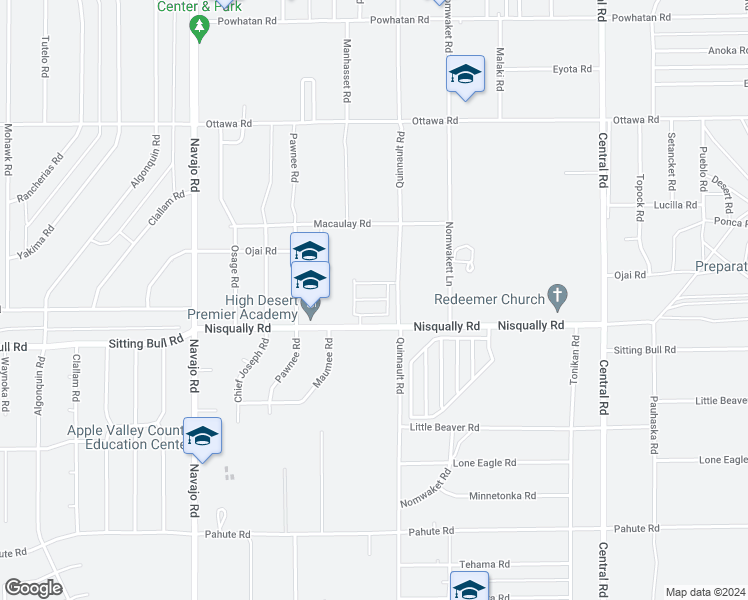 map of restaurants, bars, coffee shops, grocery stores, and more near 22020 Nisqually Road in Apple Valley