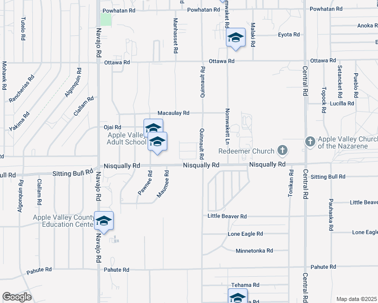 map of restaurants, bars, coffee shops, grocery stores, and more near 22020 Nisqually Road in Apple Valley