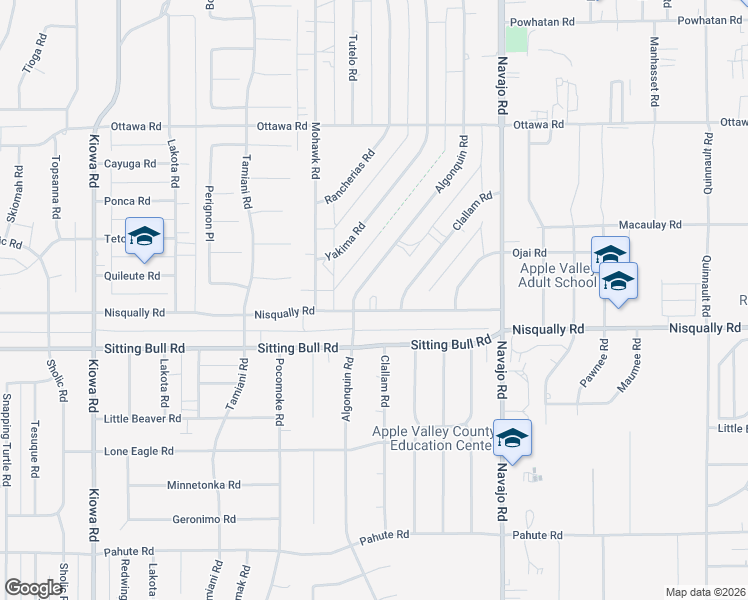 map of restaurants, bars, coffee shops, grocery stores, and more near 21475 Nisqually Road in Apple Valley