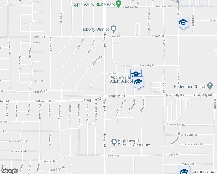 map of restaurants, bars, coffee shops, grocery stores, and more near 12930 Osage Road in Apple Valley