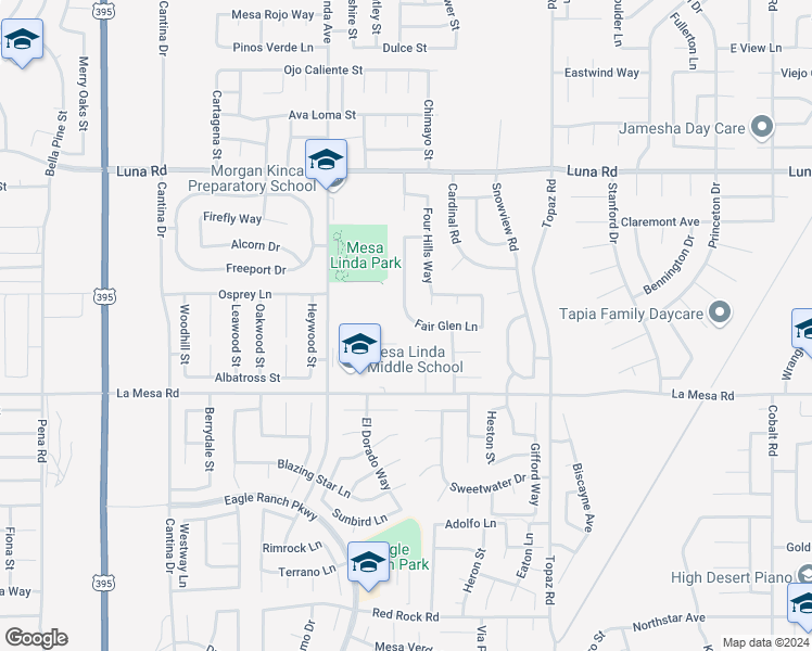 map of restaurants, bars, coffee shops, grocery stores, and more near 13010 Banning Street in Victorville