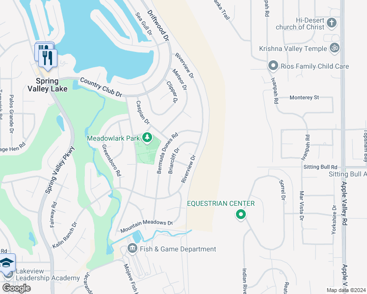 map of restaurants, bars, coffee shops, grocery stores, and more near 12967 Briarcliff Drive in Victorville