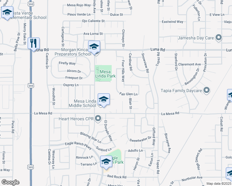 map of restaurants, bars, coffee shops, grocery stores, and more near 13020 Banning Street in Victorville