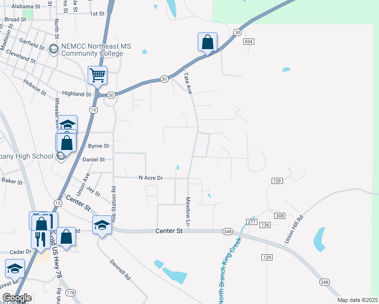map of restaurants, bars, coffee shops, grocery stores, and more near 301-317 Tate Avenue in New Albany