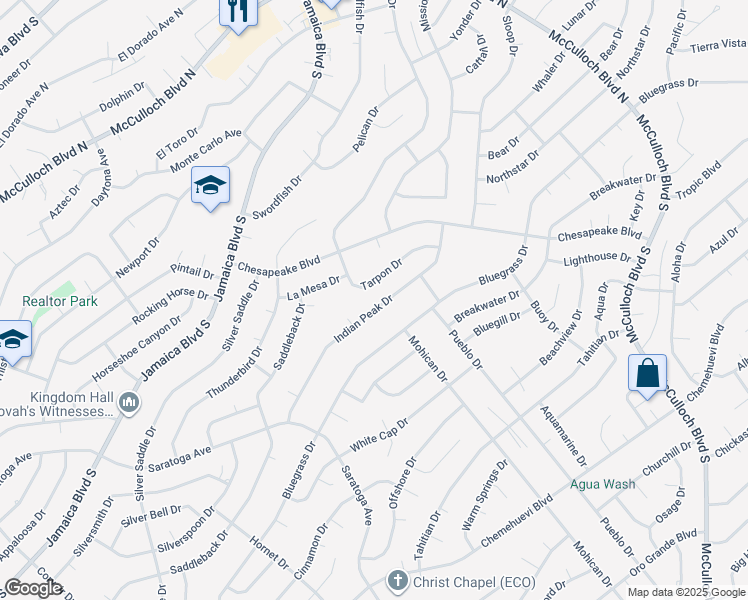 map of restaurants, bars, coffee shops, grocery stores, and more near 3490 Tarpon Drive in Lake Havasu City