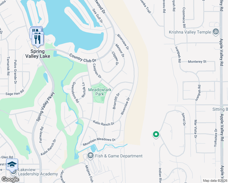 map of restaurants, bars, coffee shops, grocery stores, and more near 13001 Caspian Drive in Victorville