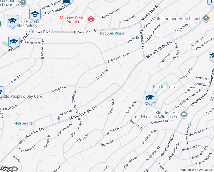 map of restaurants, bars, coffee shops, grocery stores, and more near 2975 Bluewater Drive in Lake Havasu City
