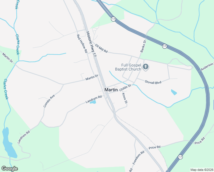 map of restaurants, bars, coffee shops, grocery stores, and more near 11144 Georgia 17 in Martin