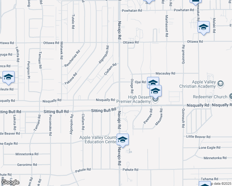 map of restaurants, bars, coffee shops, grocery stores, and more near 12996 Navajo Road in Apple Valley