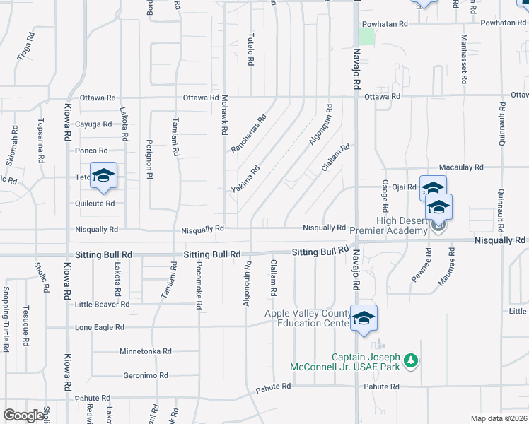 map of restaurants, bars, coffee shops, grocery stores, and more near 13024 Algonquin Road in Apple Valley
