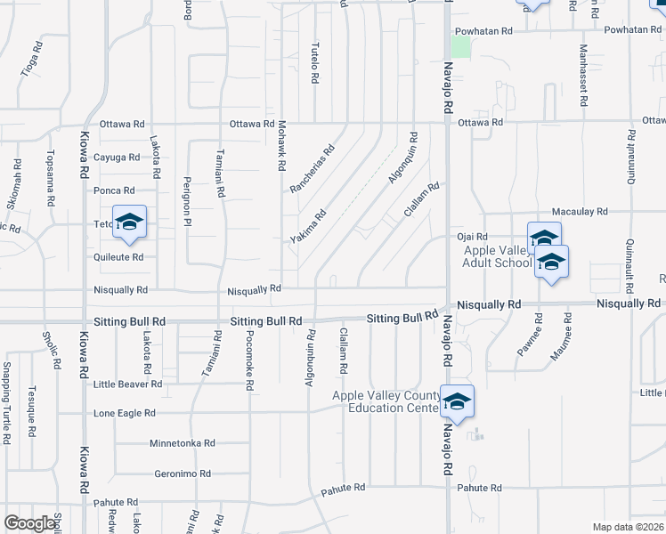 map of restaurants, bars, coffee shops, grocery stores, and more near 12999 Algonquin Road in Apple Valley