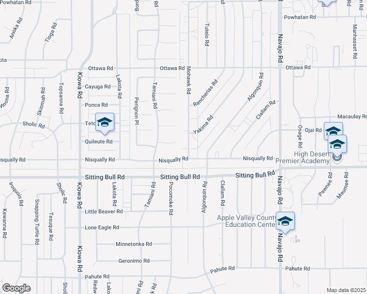 map of restaurants, bars, coffee shops, grocery stores, and more near 12982 Mohawk Road in Apple Valley