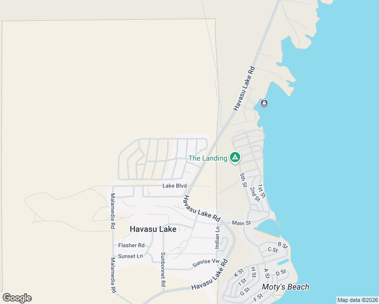 map of restaurants, bars, coffee shops, grocery stores, and more near 12600 Havasu Lake Road in Needles