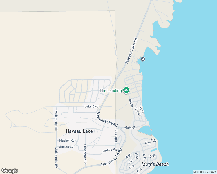 map of restaurants, bars, coffee shops, grocery stores, and more near 12600 Havasu Lake Road in Needles