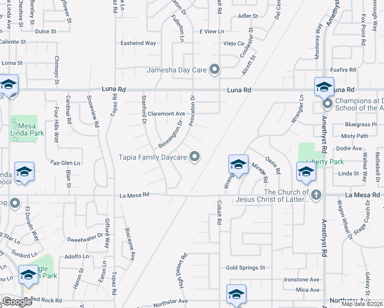 map of restaurants, bars, coffee shops, grocery stores, and more near 13209 La Salle Circle in Victorville
