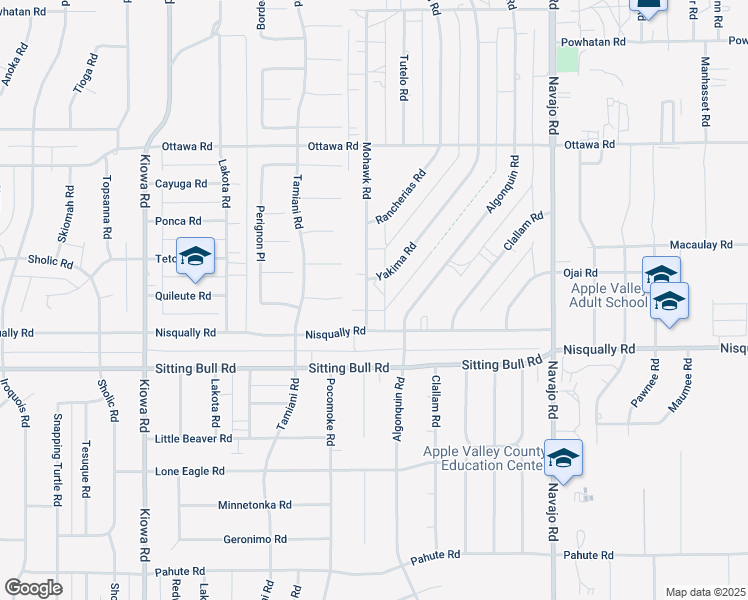 map of restaurants, bars, coffee shops, grocery stores, and more near 12999 Mohawk Road in Apple Valley