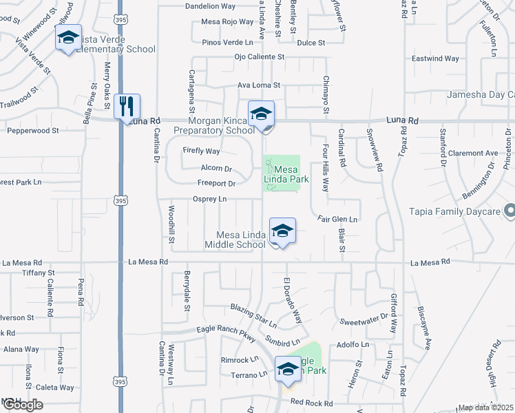 map of restaurants, bars, coffee shops, grocery stores, and more near 13071 Heywood Street in Victorville