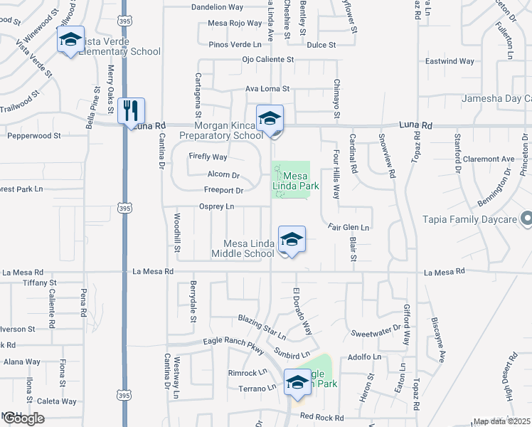 map of restaurants, bars, coffee shops, grocery stores, and more near 13071 Heywood Street in Victorville