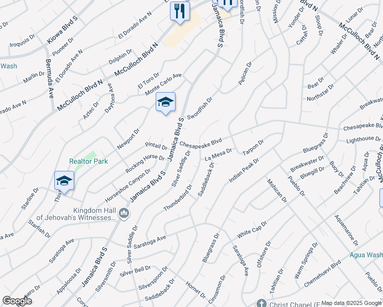 map of restaurants, bars, coffee shops, grocery stores, and more near 3432 Silver Saddle Drive in Lake Havasu City