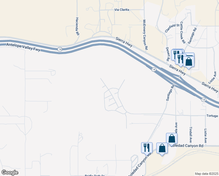 map of restaurants, bars, coffee shops, grocery stores, and more near 33105 Santiago Road in Acton
