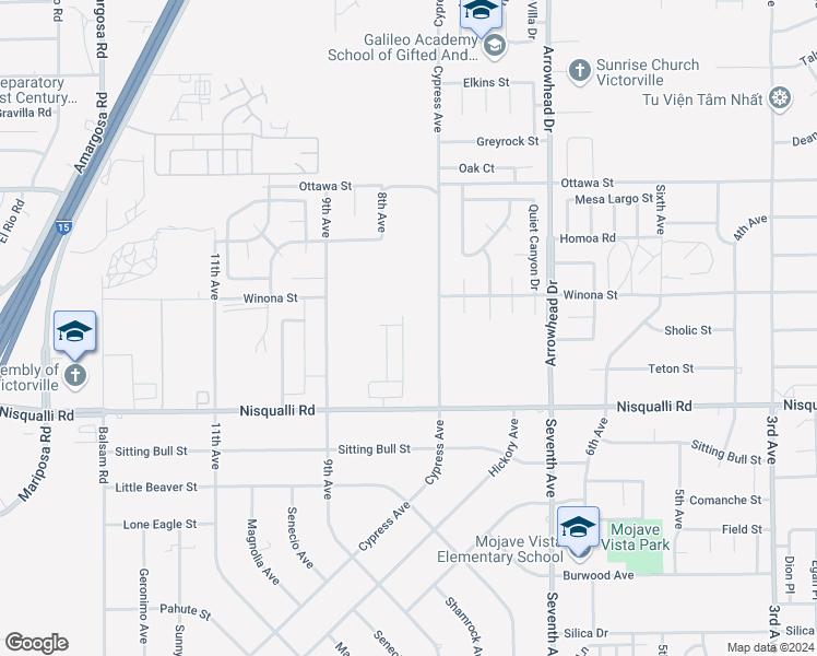 map of restaurants, bars, coffee shops, grocery stores, and more near 13045 Autumnwood Drive in Victorville