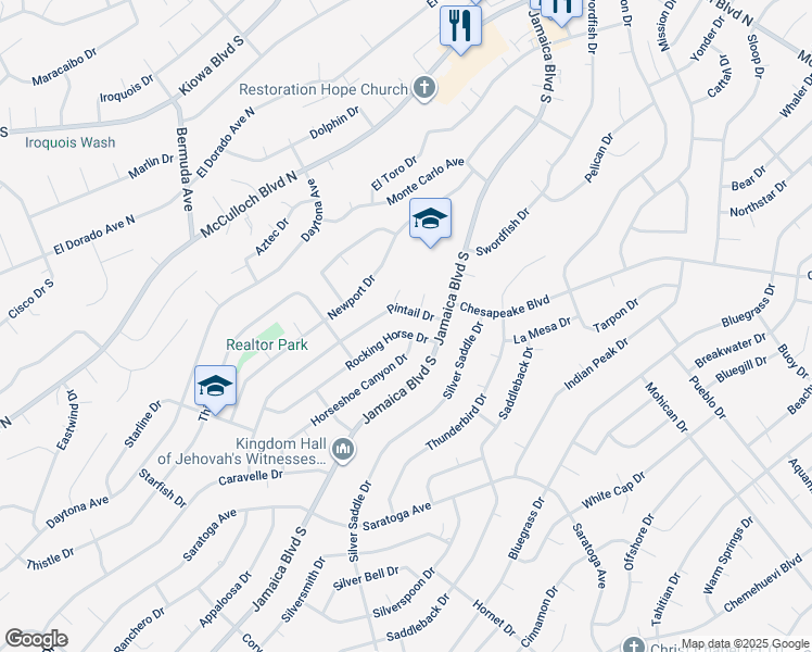 map of restaurants, bars, coffee shops, grocery stores, and more near 3365 Rocking Horse Drive in Lake Havasu City