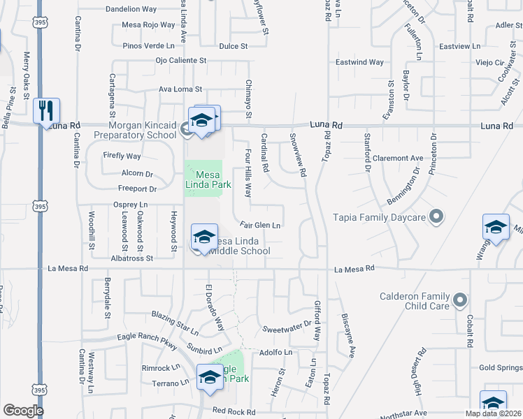 map of restaurants, bars, coffee shops, grocery stores, and more near 13071 Beachview Court in Victorville