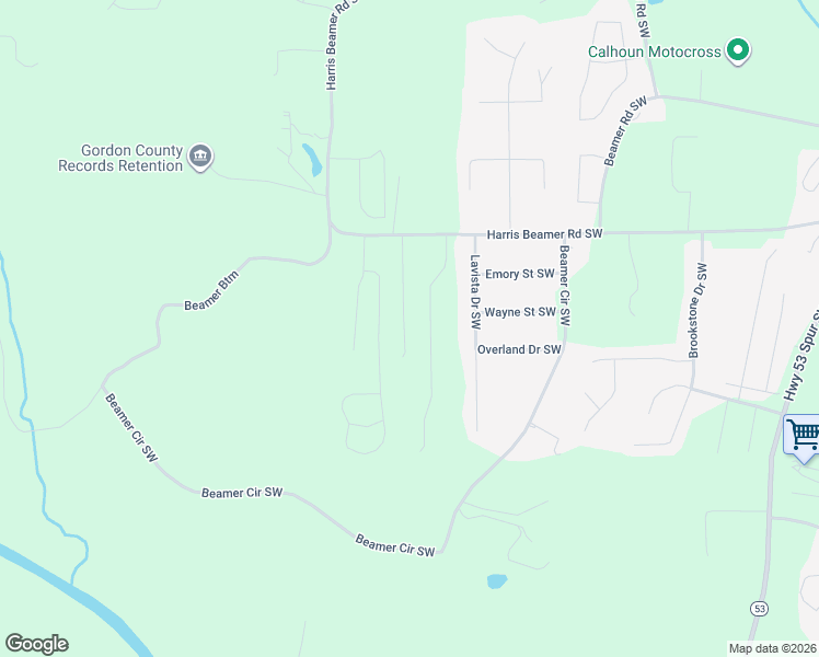 map of restaurants, bars, coffee shops, grocery stores, and more near 200 Main Street Southwest in Calhoun