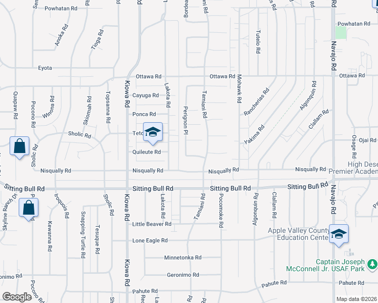 map of restaurants, bars, coffee shops, grocery stores, and more near 21144 Riesling Court in Apple Valley