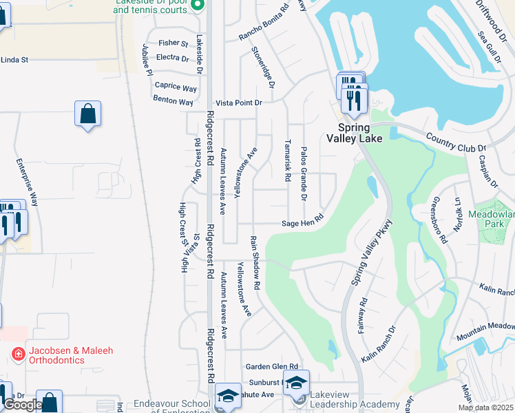 map of restaurants, bars, coffee shops, grocery stores, and more near 13035 Rain Shadow Road in Victorville